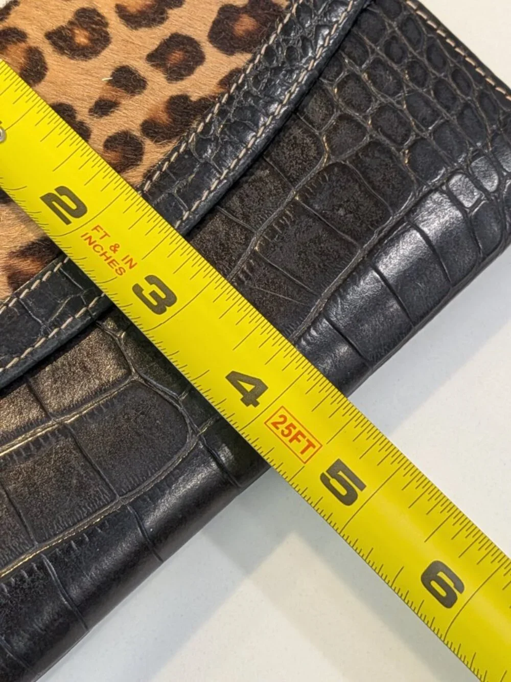 Brahmin Black Leather & Pony Hair Cheetah Wallet Checkbook Pocketbook